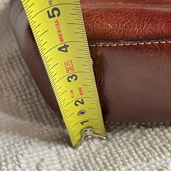 Vintage Fossil Sedona II Italian Cognac/Brown Leather Scoop Purse w/ Feet - Picture 9 of 11
